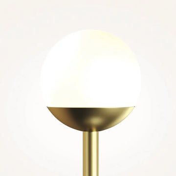 Wall light made of brass-coloured metal with two white glass spheres and touch dimmer – TOUCH | Maytoni
