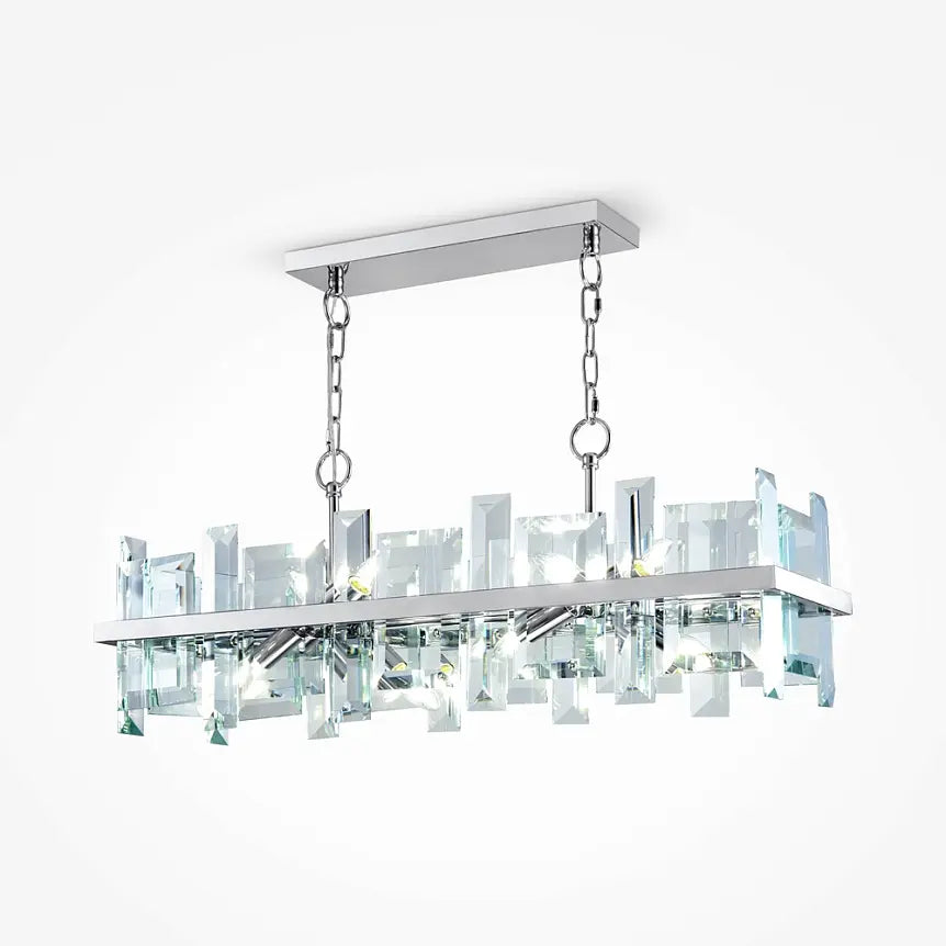Pendant light with chrome metal frame and crystal glass panes (8 × E14) – Dune | Maytoni