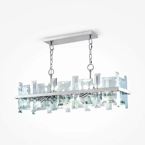 Pendant light with chrome metal frame and crystal glass panes (8 × E14) – Dune | Maytoni