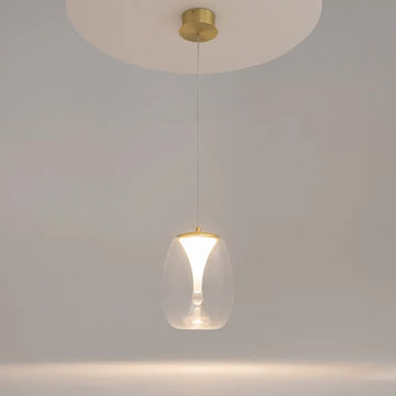Pendelleuchte – Goldfarbenes Aluminium, Klarer Glasschirm, 7 W Leistung, IP20 Schutzart, Ø20 cm - Splash | Maytoni