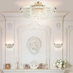 Chandelier gold-plated metal frame & crystal pendants & twelve E14 sockets – Ottilia | Maytoni