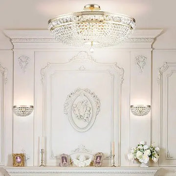 Chandelier gold-plated metal frame & crystal pendants & twelve E14 sockets – Ottilia | Maytoni