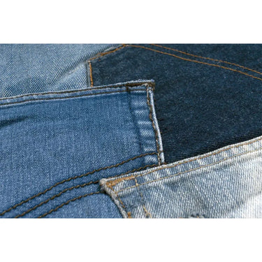 Teppich – Reine Baumwolle, Kurzflor Struktur, Blaue Optik, 150 cm - Urban Denim 490 | Kayoom