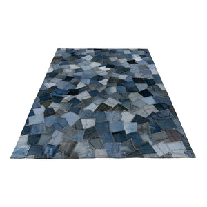 Hand-stitched Cotton Low-Pile Rug Hard-wearing & Easy-Care – Urban Denim 490 | Kayoom