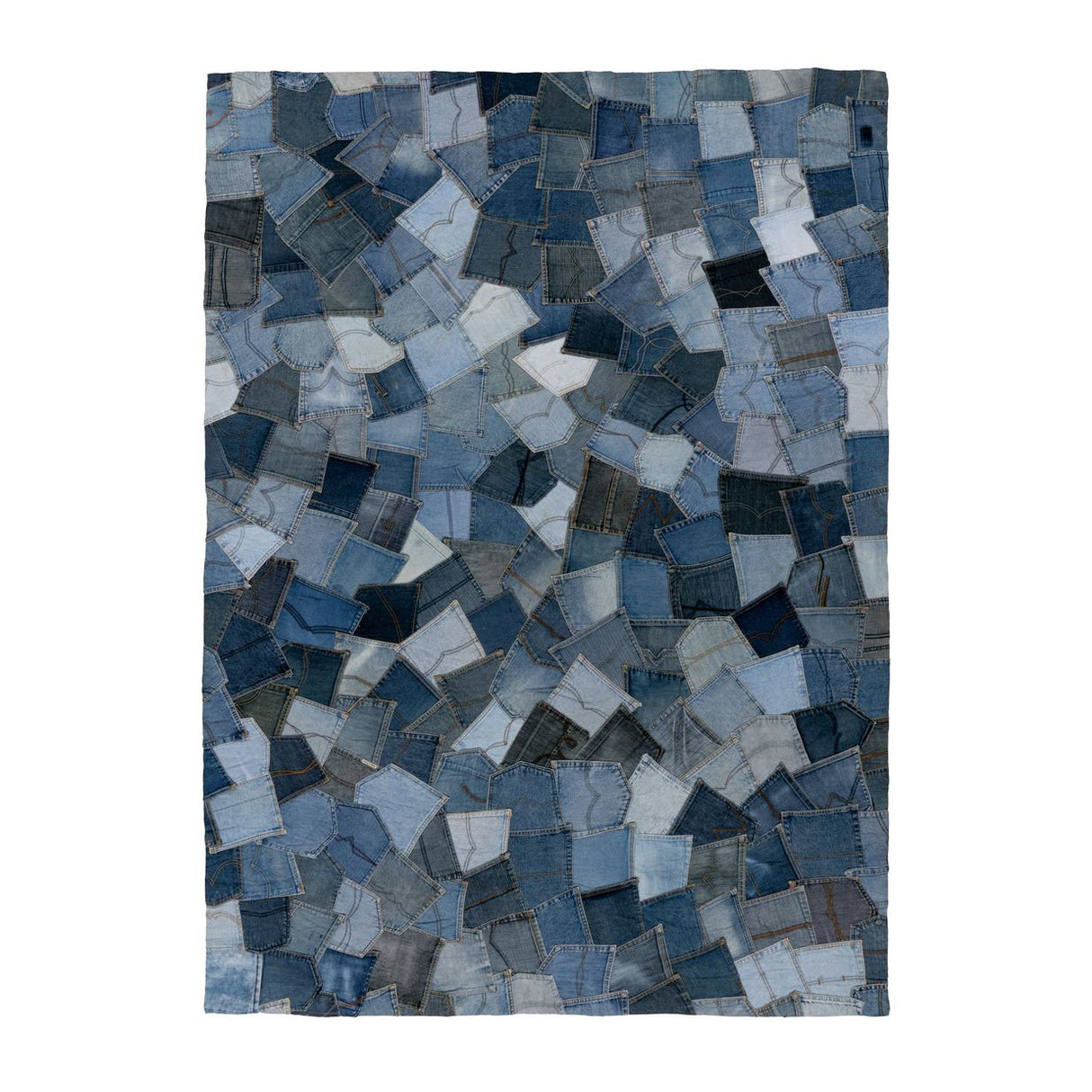 Short-pile Cotton Rug, Hand-stitched, Soft & Easy-care – Urban Denim 490 | Kayoom