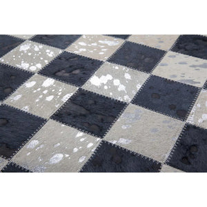 Leather rug patchwork design genuine leather rectangular - Rocket 210 | Kayoom