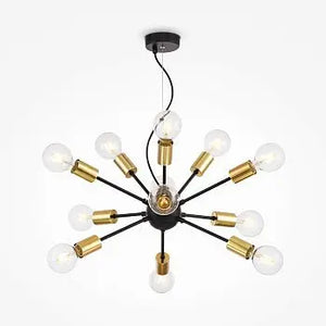 Pendant lamp with black metal frame and brass lamp holders in modern loft design – Jackson | Maytoni