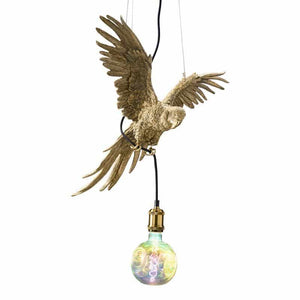 Ceiling Light – Sculptural Design, Exotic Animal Motif, Polyresin Construction, Golden Finish – Parrot Percy | WERNS