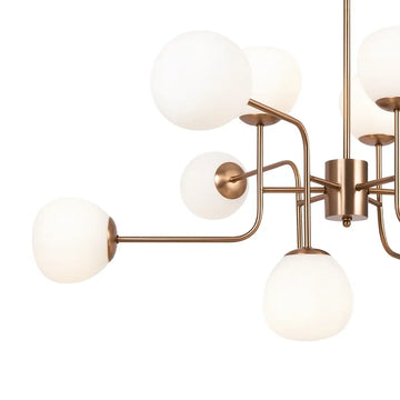 Chandelier in Brass Metal Frosted White Glass Height-Adjustable – Erich| Maytoni