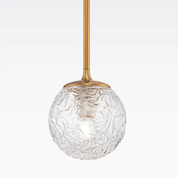 Pendant lamp with transparent moiré glass sphere and brass finish in modern design – Ligero | Maytoni