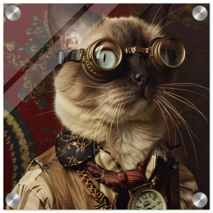 Schoolposter - Tonkinese Katze, Steampunk-Outfit, Plexiglasdruck | St Tropez Art