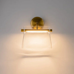 Brass wall light, metal base, transparent glass sphere, integrated 8W LED 3000K – Cabaret | Maytoni