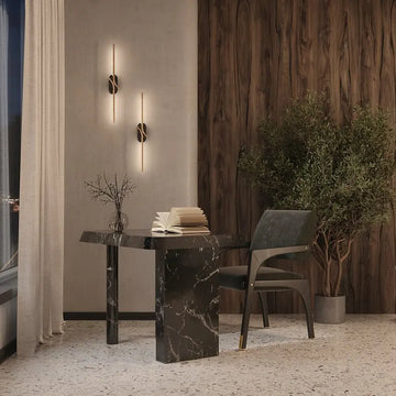 Wall lamp Satin Brass, black Marble Oval Base, integrated 5W LED 3000K – Renaissance | Maytoni
