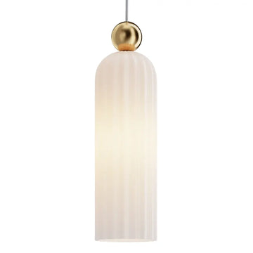 Pendant lamp brushed gold-colored metal frame with satin white glass shade & 1×E14 40W – MOD302PL‑01W | Maytoni