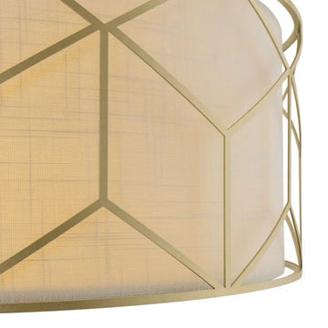 Pendant lamp with gold-colored metal frame and linen shade in an elegant design – Messina | Maytoni