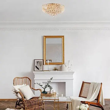 Chandelier with Gold Metal Frame Crystal Pendants 9-Light - Karolina | Maytoni