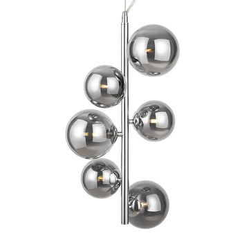 Pendelleuchte – Chrom Metall, 6-flammiges Design, Glasschirme - Dallas | Maytoni