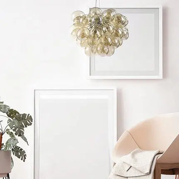 Pendant Lamp with Nickel Metal Frame and Amber Glass Shades in Modern Design – Balbo | Maytoni