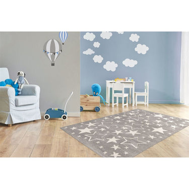 Teppich – Verspieltes Design, Weiche Spielfläche, Silberner Farbton, 120 x 170 cm - Tamworth | Kayoom
