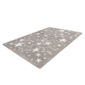 Teppich – Verspieltes Design, Weiche Spielfläche, Silberner Farbton, 120 x 170 cm - Tamworth | Kayoom