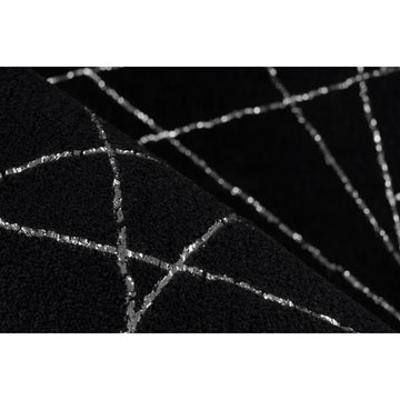 Teppich – Schwarz / Silber Farbe, Weicher Flor, Glanz Muster, 230 cm - Bijou 125 | Kayoom
