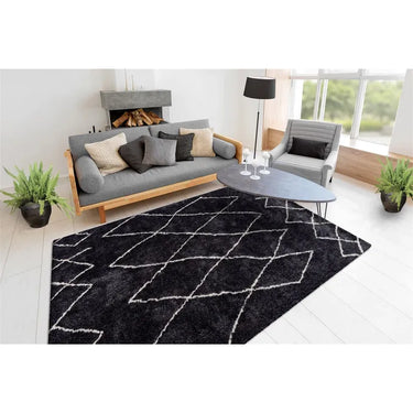 Teppich – Hochflor Design, Rautenmuster, Anthrazit Farbton, 120 x 170 cm - Orlando 425 | Kayoom