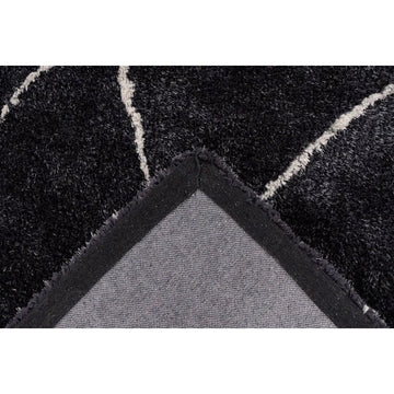Teppich – Hochflor Design, Rautenmuster, Anthrazit Farbton, 200 x 290 cm - Orlando 425 | Kayoom
