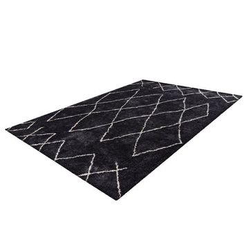 Teppich – Hochflor Design, Rautenmuster, Anthrazit Farbton, 200 x 290 cm - Orlando 425 | Kayoom