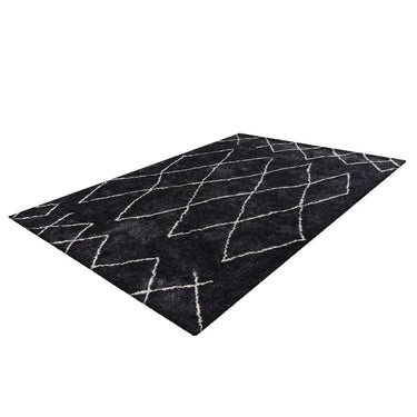 Teppich – Hochflor Design, Rautenmuster, Anthrazit Farbton, 160 x 230 cm - Orlando 425 | Kayoom