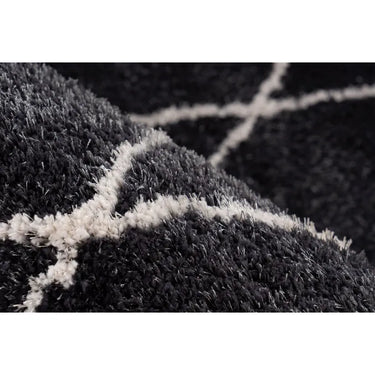 Teppich – Hochflor Design, Rautenmuster, Anthrazit Farbton, 200 x 290 cm - Orlando 525 | Kayoom