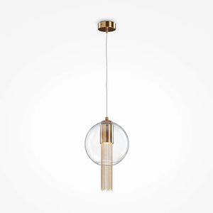 Pendant light with transparent glass shade and decorative bronze chains in an elegant design – Flusso | Maytoni