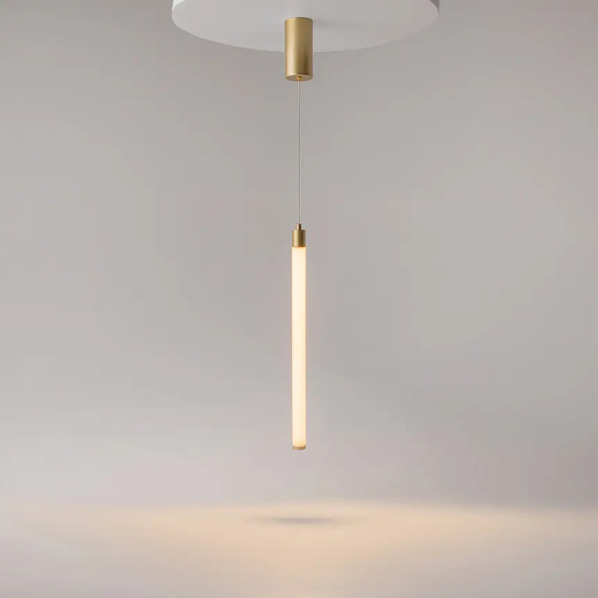 Pendant lamp Matte gold aluminum housing with white acrylic diffuser and integrated LED – Arc | Maytoni
