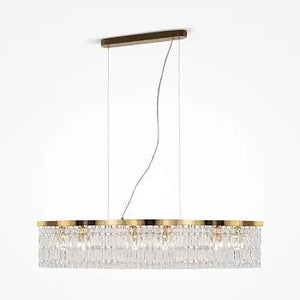 Pendant lamp with gold-coloured metal frame and crystal glass shades (6 × E14, max. 60 W, height adjustable 38–138 cm) in a luxurious design – Dune | Maytoni
