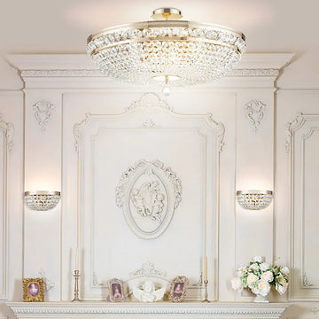 Chandelier gold-plated metal frame & crystal pendants & twelve E14 sockets – Ottilia | Maytoni