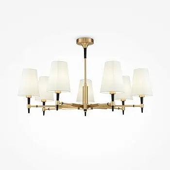 Chandelier Brass Frame & White Textile Shades – Zaragoza | Maytoni