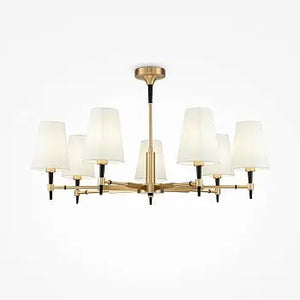 Chandelier Brass Frame & White Textile Shades – Zaragoza | Maytoni