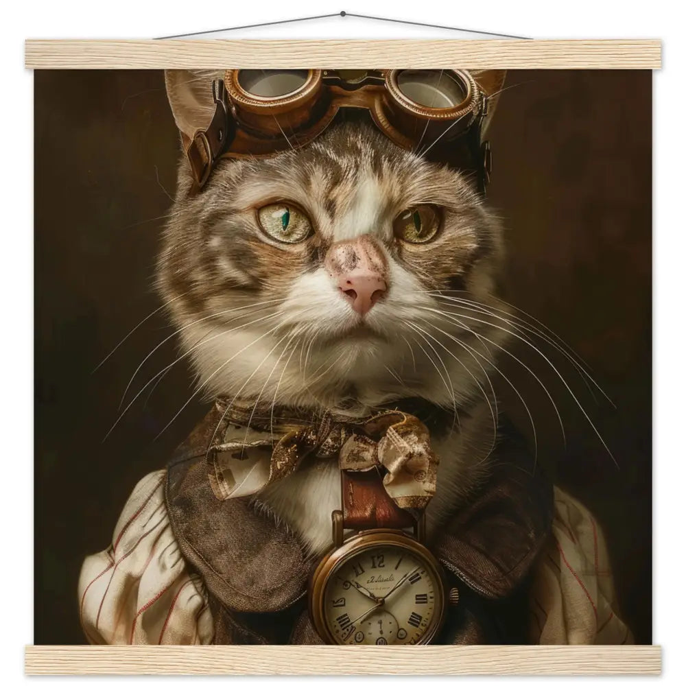 School Poster - Chartreux Cat Design, matte FSC-certified paper, natural paper, magnetic pine wood strips | St Tropez Art