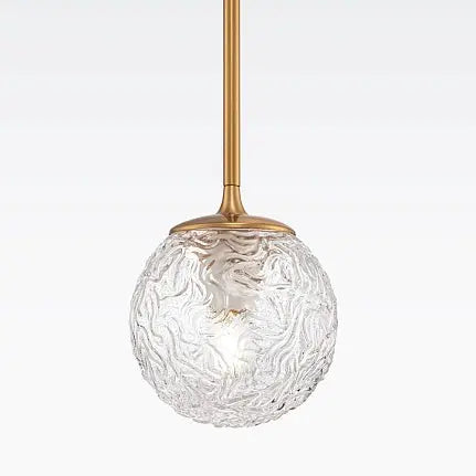 Pendant lamp with transparent moiré glass sphere and brass finish in modern design – Ligero | Maytoni