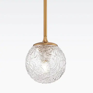 Pendant lamp with transparent moiré glass sphere and brass finish in modern design – Ligero | Maytoni