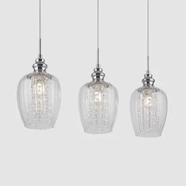 Pendant light with nickel metal frame, transparent glass shades and crystal accents in an elegant design – Blues | Maytoni