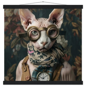 Schulposter – Sphynx-Katze Motiv, Steampunk-Kunstmotiv, Magnetische Holzaufhängung | St Tropez Art