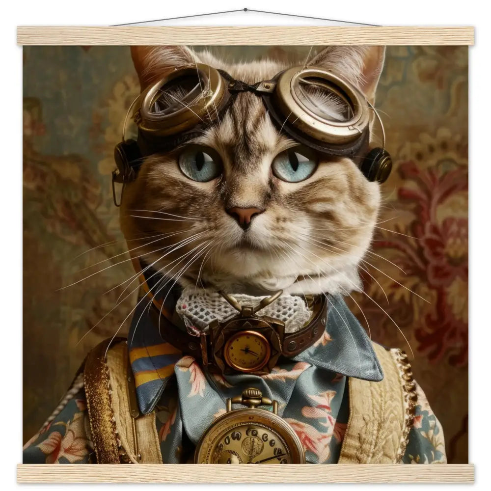 Schulposter - Aztekenkatze Steampunk-Illustration magnetische Kiefernholzleisten mattes schweres Papier | St Tropez Art