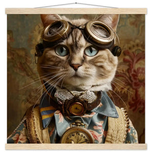 Schulposter - Aztekenkatze Steampunk-Illustration magnetische Kiefernholzleisten mattes schweres Papier | St Tropez Art