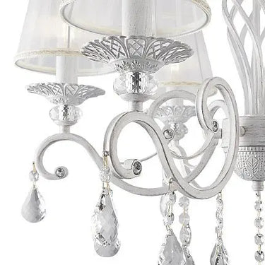 Chandelier, metal frame in white-gold & white organza shades & 6 × E14 sockets – Grace | Maytoni