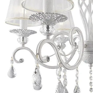 Chandelier, metal frame in white-gold & white organza shades & 6 × E14 sockets – Grace | Maytoni