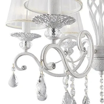 Chandelier, metal frame in white-gold & white organza shades & 6 × E14 sockets – Grace | Maytoni