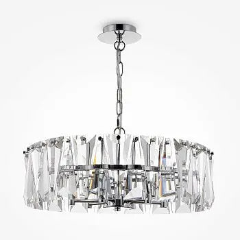 Pendelleuchte – Chromfarbenes Metall, Kristall Design, 6×E14 Fassung, Ø51,7 cm - Puntes | Maytoni