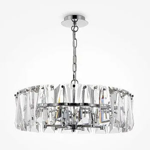 Pendelleuchte – Chromfarbenes Metall, Kristall Design, 6×E14 Fassung, Ø51,7 cm - Puntes | Maytoni