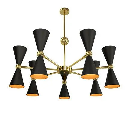 Vesper | Maytoni Pendant light with adjustable rotating arms and black and gold finish in a modern design
