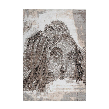 Teppich – Flachgewebe Struktur, Portrait Kunst Design, Vintage Mosaik Muster, 160 x 230 - Iglesia | Kayoom